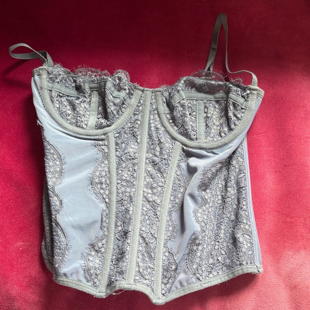 Urban Outfitters Gray Lace Crop Top